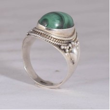 Malachite ring, gemstone ring, sterling silver ring